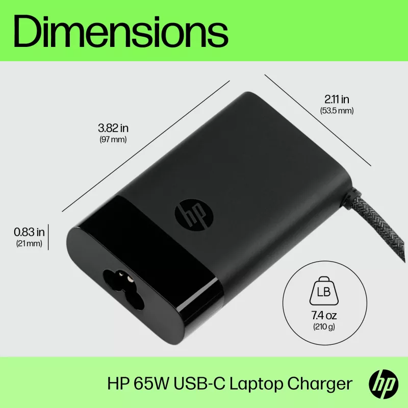 HP USB-C 65W Laptop-Ladegerät, Laptop, Innenbereich, 90 V, 47 - 63 Hz, 65 W, 5 - 20 V