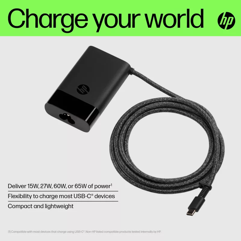 HP USB-C 65W Laptop-Ladegerät, Laptop, Innenbereich, 90 V, 47 - 63 Hz, 65 W, 5 - 20 V