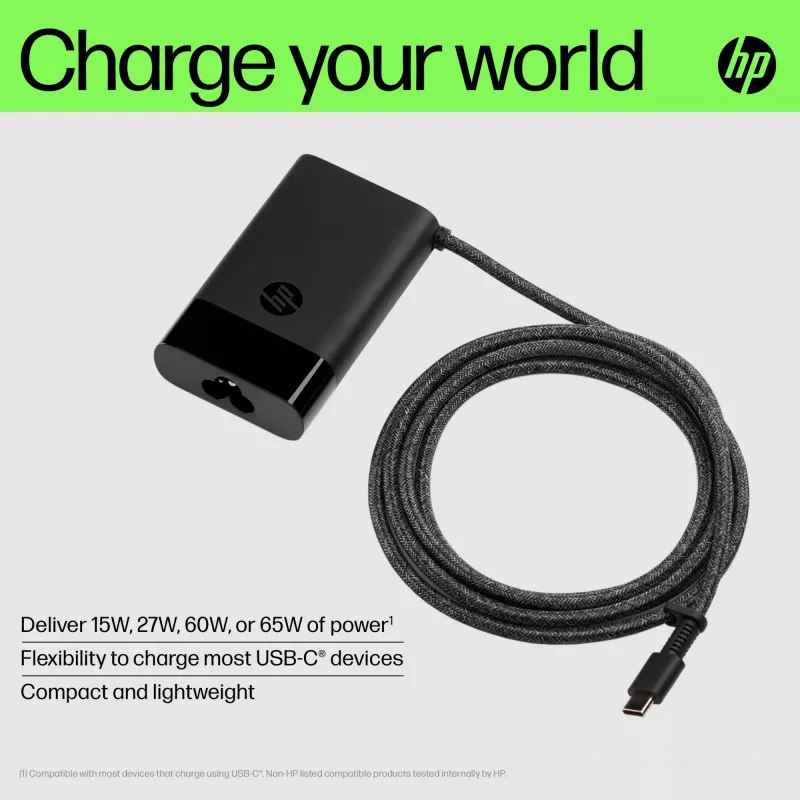 HP USB-C 65W Laptop-Ladegerät, Laptop, Innenbereich, 90 V, 47 - 63 Hz, 65 W, 5 - 20 V