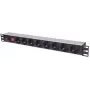 Intellinet 19 Zoll 1U Rackmount 8-Ausgangs-Power-Distribution-Unit (PDU) mit EU-CEE-7/3-Steckdosen, Ein-/Ausschalter und Überlastschutz, integriertes 3m-Netzkabel mit EU-CEE-7/4-Stecker