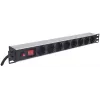 Intellinet 19 Zoll 1U Rackmount 8-Ausgangs-Power-Distribution-Unit (PDU) mit EU-CEE-7/3-Steckdosen, Ein-/Ausschalter und Überlastschutz, integriertes 3m-Netzkabel mit EU-CEE-7/4-Stecker