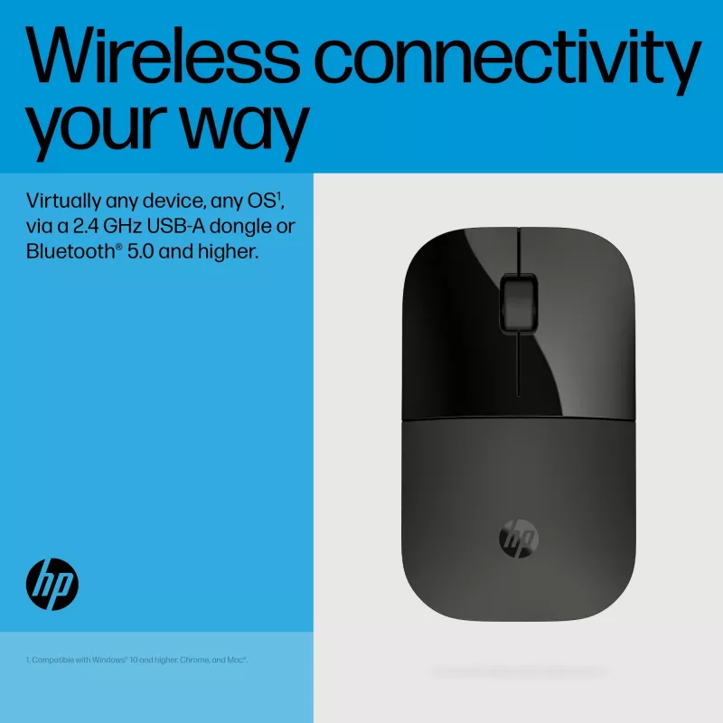 HP Z3700 Dual Schwarz Maus, beidhändig, RF Wireless, 1600 DPI, Schwarz