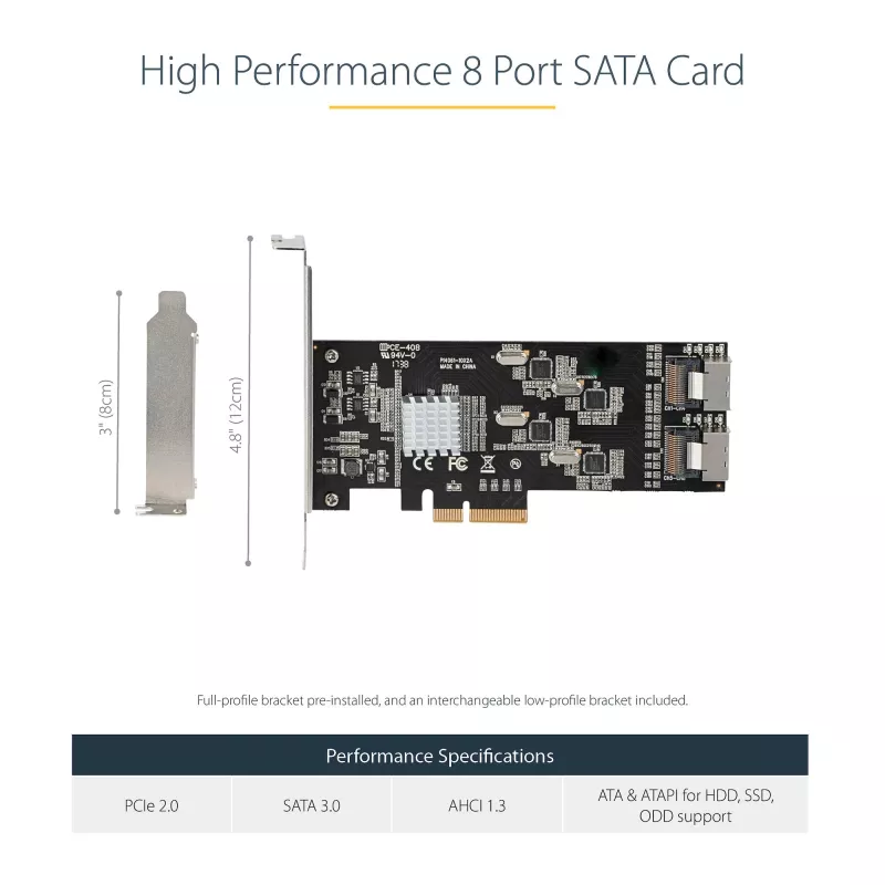 StarTech.com 8-Port SATA PCIe-Karte – PCI Express 6 Gbit/s SATA-Erweiterungskarte mit 4 Host-Controllern – SATA PCIe-Controllerkarte – PCI-e x4 Gen 2 auf SATA III – SATA HDD/SSD