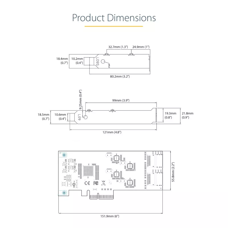 StarTech.com 8-Port SATA PCIe-Karte – PCI Express 6 Gbit/s SATA-Erweiterungskarte mit 4 Host-Controllern – SATA PCIe-Controllerkarte – PCI-e x4 Gen 2 auf SATA III – SATA HDD/SSD
