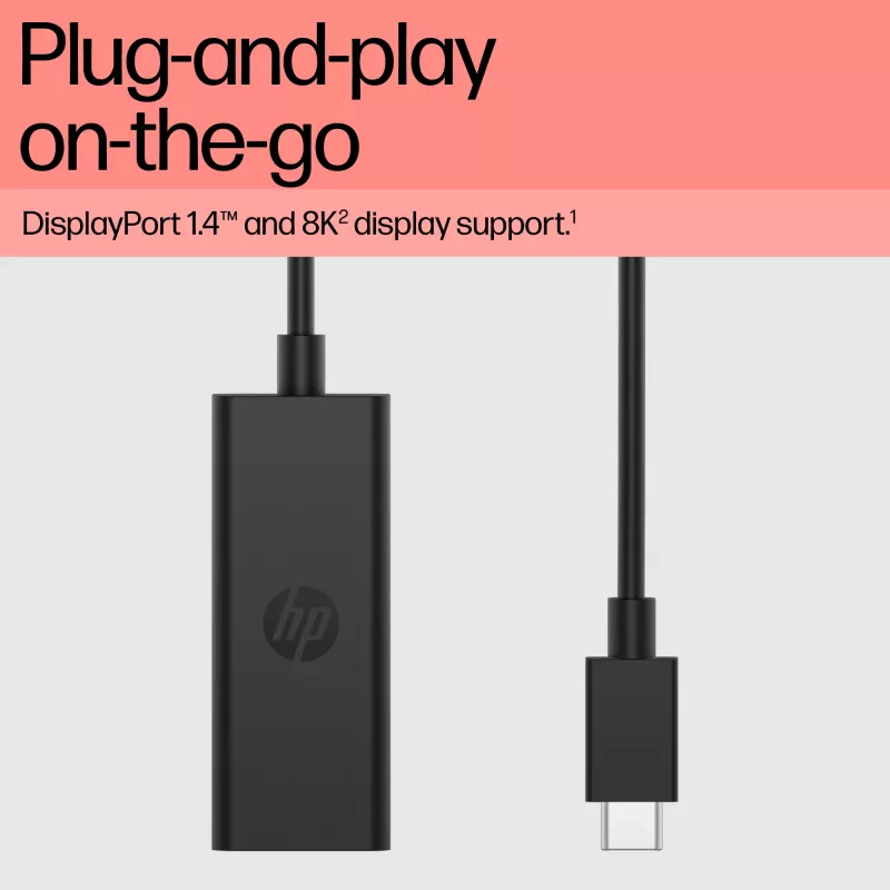 HP USB-C auf DisplayPort Adapter G2, 0,12 m, DisplayPort, USB Typ-C, Buchse, Stecker, 7680 x 4320 Pixel