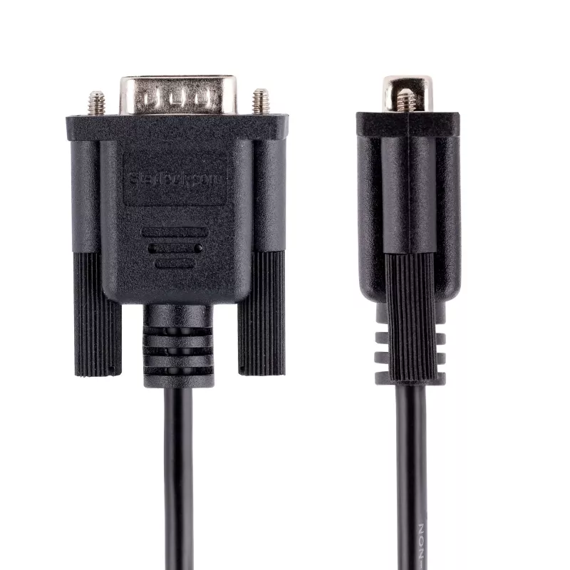 StarTech.com 3m RS232 Serielles Nullmodemkabel, Crossover Serielles Kabel mit Al-Mylar-Abschirmung, DB9 Serielles COM-Port Kabel Female auf Male, kompatibel mit DTE-Geräten, Schwarz, F/M