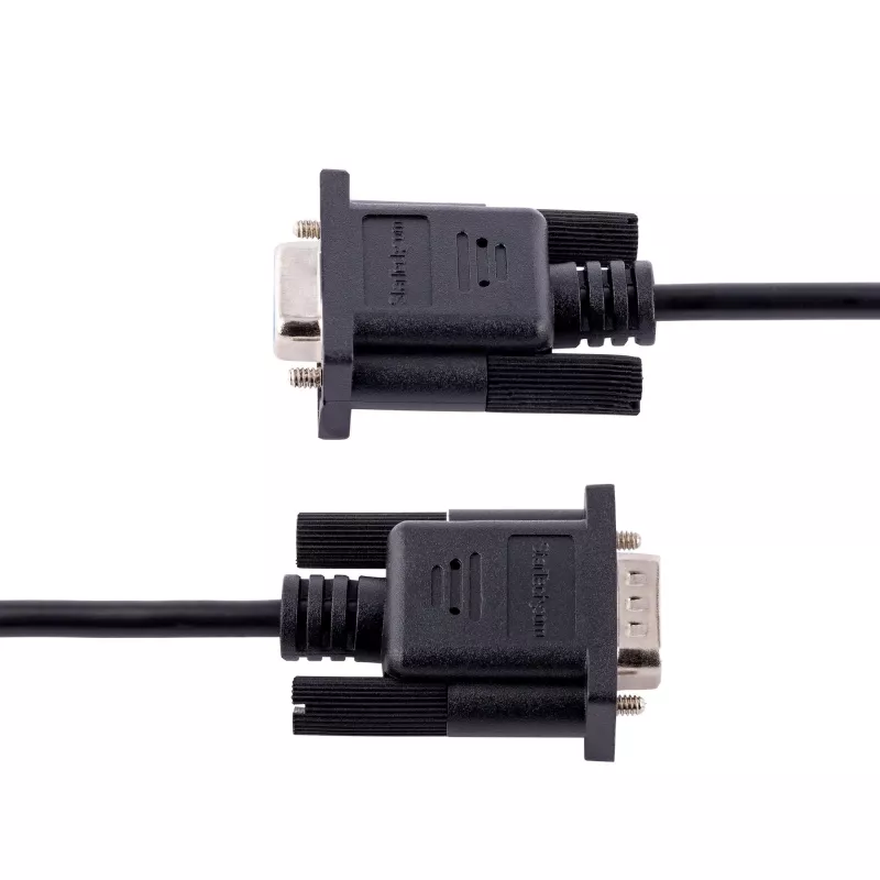 StarTech.com 3m RS232 Serielles Nullmodemkabel, Crossover Serielles Kabel mit Al-Mylar-Abschirmung, DB9 Serielles COM-Port Kabel Female auf Male, kompatibel mit DTE-Geräten, Schwarz, F/M