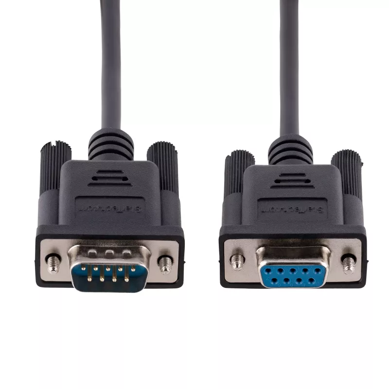StarTech.com 3m RS232 Serielles Nullmodemkabel, Crossover Serielles Kabel mit Al-Mylar-Abschirmung, DB9 Serielles COM-Port Kabel Female auf Male, kompatibel mit DTE-Geräten, Schwarz, F/M