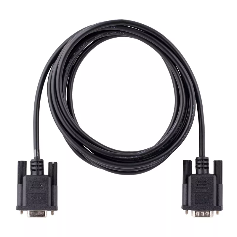 StarTech.com 3m RS232 Serielles Nullmodemkabel, Crossover Serielles Kabel mit Al-Mylar-Abschirmung, DB9 Serielles COM-Port Kabel Female auf Male, kompatibel mit DTE-Geräten, Schwarz, F/M