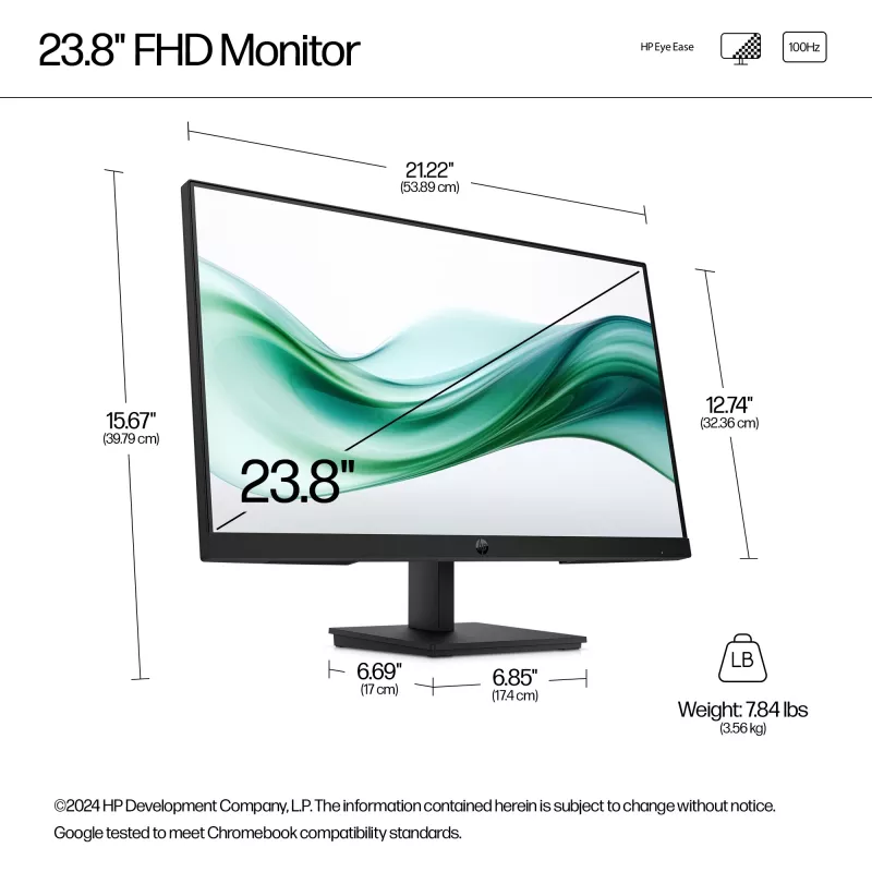 HP Series 3 Pro 23,8 Zoll FHD Monitor - 324pv, 60,5 cm (23,8 Zoll), 1920 x 1080 Pixel, Full HD, LCD, 5 ms, Schwarz