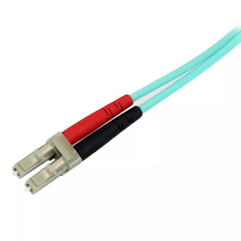 StarTech.com 2m (6ft) LC/UPC auf SC/UPC OM3 Multimode-Glasfaserkabel, Vollduplex 50/125µm Zipcord-Glasfaserkabel, 100G, geringe Einfügedämpfung, LSZH-Glasfaser-Patchkabel