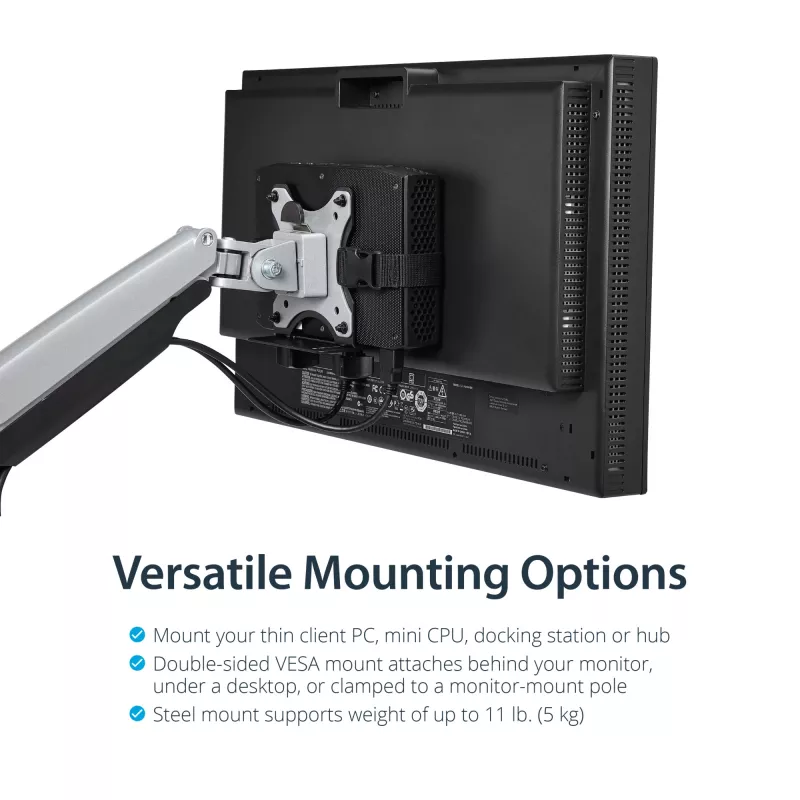 StarTech.com Thin-Client-Halterung – VESA-Montagehalterung, Monitorständer-CPU-Halter, Kleiner Desktop, 5 kg, 75 x 75, 100 x 100 mm, Schwarz, Kunststoff, Stahl
