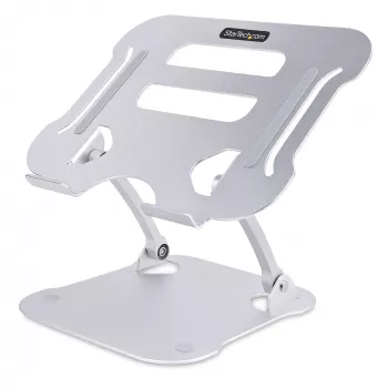 StarTech.com Laptopständer für den Schreibtisch, Ergonomischer Laptopständer höhenverstellbar, Aluminium, Tragbar, Unterstützt bis zu 10 kg, Faltbarer Laptophalter für den Schreibtisch – Abgewinkelte Notebook-Erhöhung/Ständer