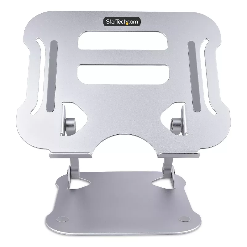 StarTech.com Laptopständer für den Schreibtisch, Ergonomischer Laptopständer höhenverstellbar, Aluminium, Tragbar, Unterstützt bis zu 10 kg, Faltbarer Laptophalter für den Schreibtisch – Abgewinkelte Notebook-Erhöhung/Ständer