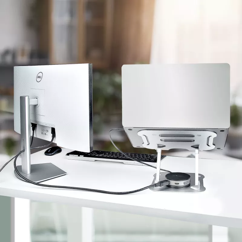 StarTech.com Laptopständer für den Schreibtisch, Ergonomischer Laptopständer höhenverstellbar, Aluminium, Tragbar, Unterstützt bis zu 10 kg, Faltbarer Laptophalter für den Schreibtisch – Abgewinkelte Notebook-Erhöhung/Ständer