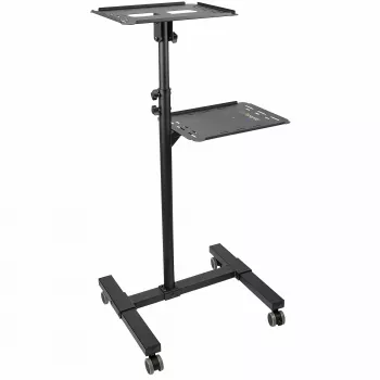 StarTech.com Mobiler Projektor- und Laptop-Ständer/Wagen – robuster tragbarer Projektorständer (2 Ablagen, je 10 kg belastbar) – höhenverstellbarer Rollwagen für Präsentationen mit abschließbaren Rollen