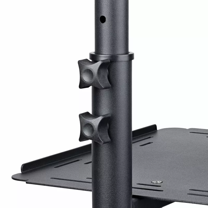StarTech.com Mobiler Projektor- und Laptop-Ständer/Wagen – robuster tragbarer Projektorständer (2 Ablagen, je 10 kg belastbar) – höhenverstellbarer Rollwagen für Präsentationen mit abschließbaren Rollen