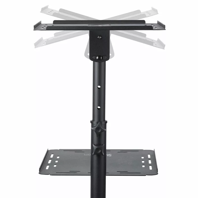 StarTech.com Mobiler Projektor- und Laptop-Ständer/Wagen – robuster tragbarer Projektorständer (2 Ablagen, je 10 kg belastbar) – höhenverstellbarer Rollwagen für Präsentationen mit abschließbaren Rollen