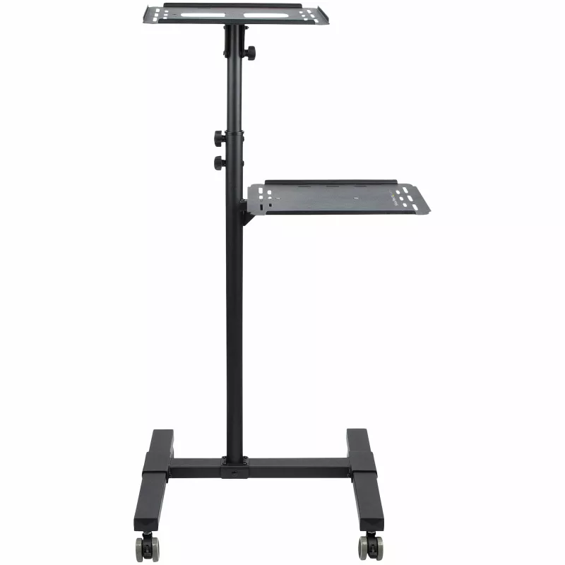 StarTech.com Mobiler Projektor- und Laptop-Ständer/Wagen – robuster tragbarer Projektorständer (2 Ablagen, je 10 kg belastbar) – höhenverstellbarer Rollwagen für Präsentationen mit abschließbaren Rollen