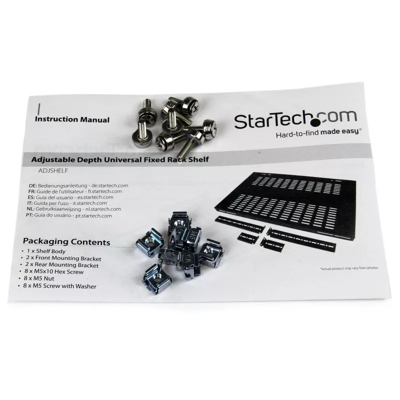 StarTech.com 1U verstellbar belüfteter Server-Rack-Einlegeboden - 175 lbs - 19,5 bis 38 Zoll verstellbare Einbautiefe Universalfach für 19-Zoll AV-/Netzwerk-Geräterack - 27,5 Zoll tief