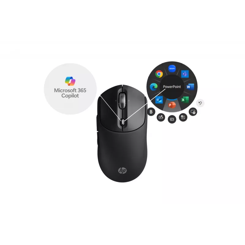 HP 700 Wiederaufladbare kabellose Maus, beidhändig, RF Wireless + Bluetooth, 6000 DPI, Schwarz