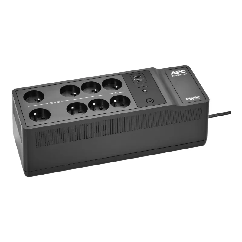 APC Back-UPS, 1050VA/600W Boden-/Wandmontage, 230V, 8x französische/belgische Steckdosen, USB Typ A+C Anschluss, benutzeraustauschbare Batterie