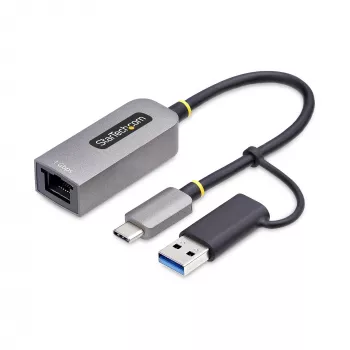 StarTech.com USB-C-auf-Ethernet-Adapter mit USB-A-Dongle, 10/100/1000 Mbit/s, USB 3.0 zu Gigabit Ethernet Netzwerkadapter, 15 cm festes Kabel, USB GbE Adapter