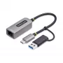 StarTech.com USB-C-auf-Ethernet-Adapter mit USB-A-Dongle, 10/100/1000 Mbit/s, USB 3.0 zu Gigabit Ethernet Netzwerkadapter, 15 cm festes Kabel, USB GbE Adapter