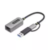 StarTech.com USB-C-auf-Ethernet-Adapter mit USB-A-Dongle, 10/100/1000 Mbit/s, USB 3.0 zu Gigabit Ethernet Netzwerkadapter, 15 cm festes Kabel, USB GbE Adapter