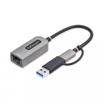 StarTech.com USB-C-auf-Ethernet-Adapter mit USB-A-Dongle, 10/100/1000 Mbit/s, USB 3.0 zu Gigabit Ethernet Netzwerkadapter, 15 cm festes Kabel, USB GbE Adapter