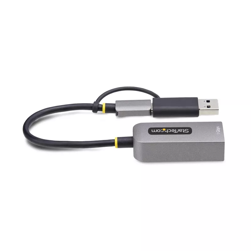 StarTech.com USB-C-auf-Ethernet-Adapter mit USB-A-Dongle, 10/100/1000 Mbit/s, USB 3.0 zu Gigabit Ethernet Netzwerkadapter, 15 cm festes Kabel, USB GbE Adapter