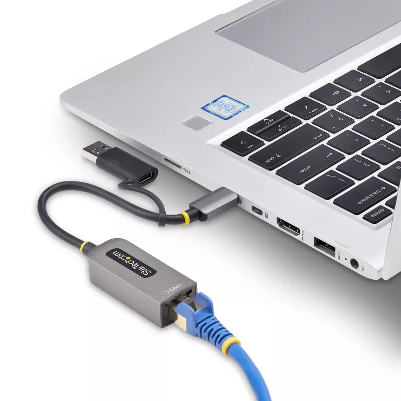 StarTech.com USB-C-auf-Ethernet-Adapter mit USB-A-Dongle, 10/100/1000 Mbit/s, USB 3.0 zu Gigabit Ethernet Netzwerkadapter, 15 cm festes Kabel, USB GbE Adapter