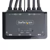 StarTech.com 2-Port Dual-Monitor DisplayPort-Kabel-KVM-Switch, 4K 60Hz, Kompakter KVM-Switch mit integrierten 1,5-m-USB-A-/DisplayPort-/Audio-Kabeln, Bus-betrieben – Umschaltung per Fernbedienungstaste/Hotkeys