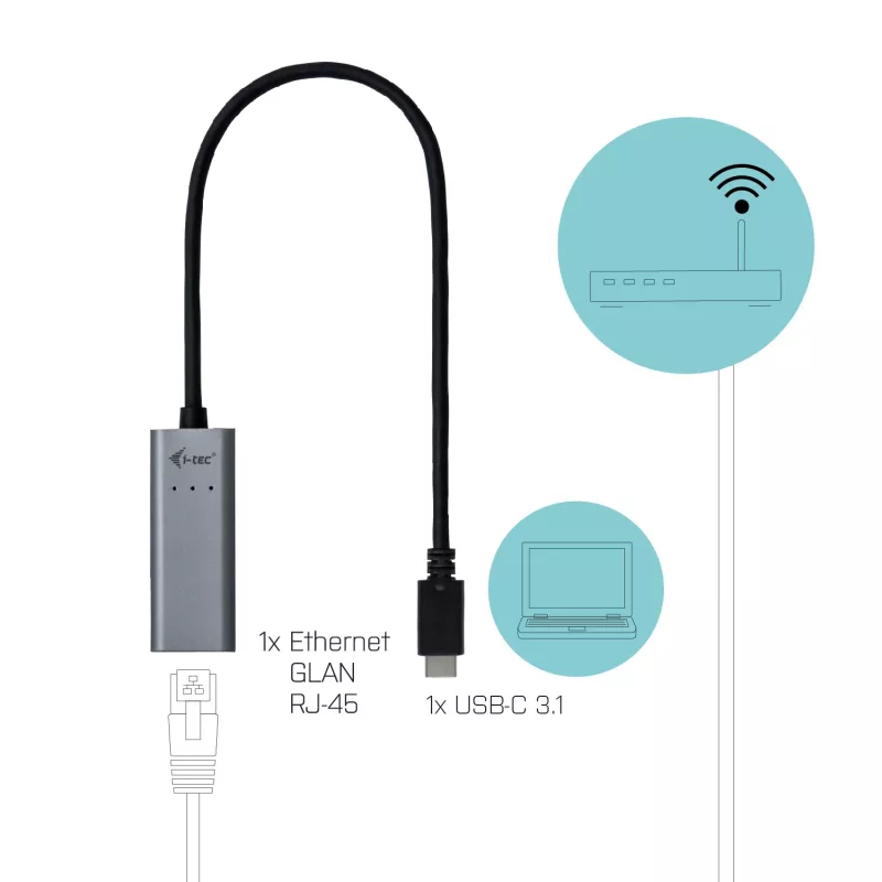 i-tec Metal USB-C Gigabit Ethernet Adapter, Kabelgebunden, USB Typ-C, Ethernet, 1000 Mbit/s, Grau