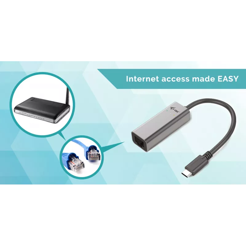 i-tec Metal USB-C Gigabit Ethernet Adapter, Kabelgebunden, USB Typ-C, Ethernet, 1000 Mbit/s, Grau