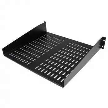 StarTech.com 2U Server-Rack-Einlegeboden – Universelles belüftetes Rack-Mount-Cantilever-Tablett für 19-Zoll-Netzwerkgeräte-Rack und -Schrank – Hochbelastbarer Stahl – Tragfähigkeit 23 kg – 16 Zoll tiefer Einlegeboden, Schwarz