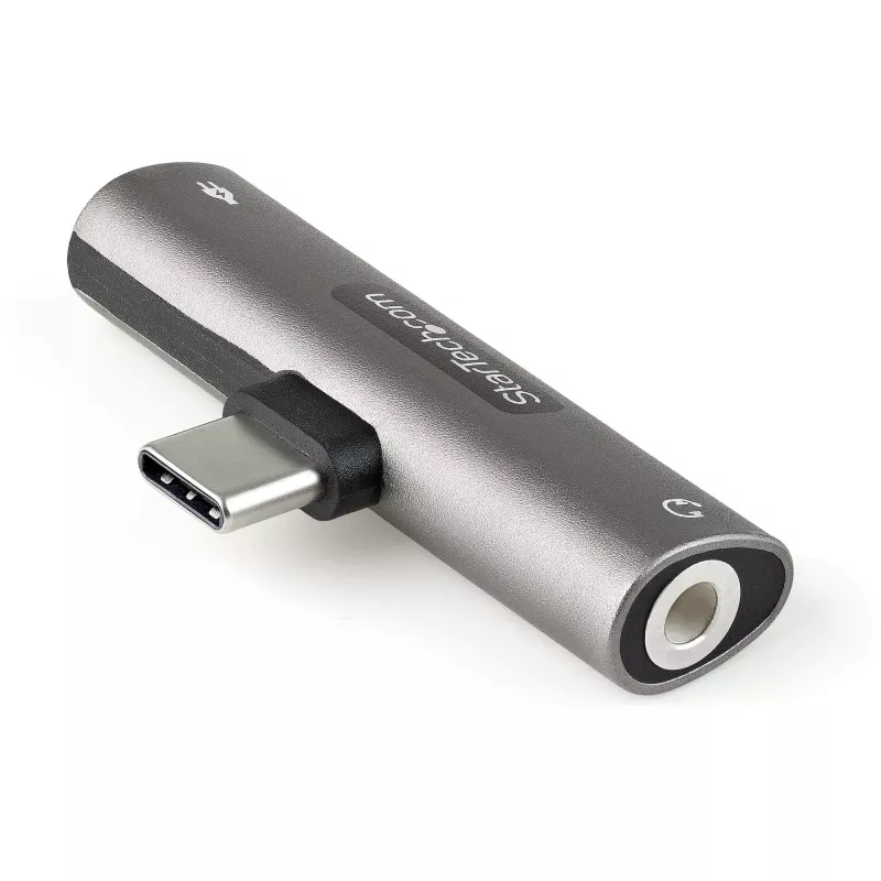 StarTech.com USB-C Audio- & Ladeadapter - USB-C-Audioadapter mit 3,5-mm-TRRS-Headset-Anschluss und 60-W-USB-Typ-C-Power-Delivery-Durchgangsladung – für USB-C-Telefone/Tablets/Laptops