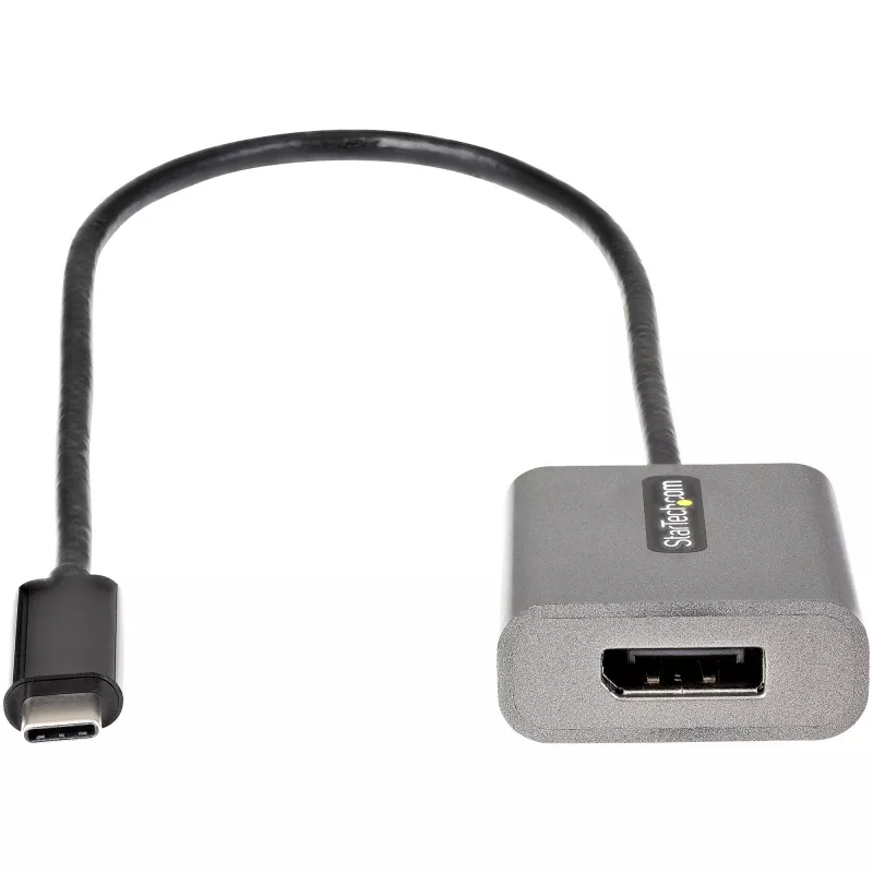 StarTech.com USB-C-auf-DisplayPort-Adapter – 8K/4K 60Hz USB-C-auf-DisplayPort-1.4-Adapter-Dongle – USB-Typ-C-auf-DP-Monitor-Videokonverter – kompatibel mit Thunderbolt 3 – mit 30 cm langem, angebrachtem Kabel
