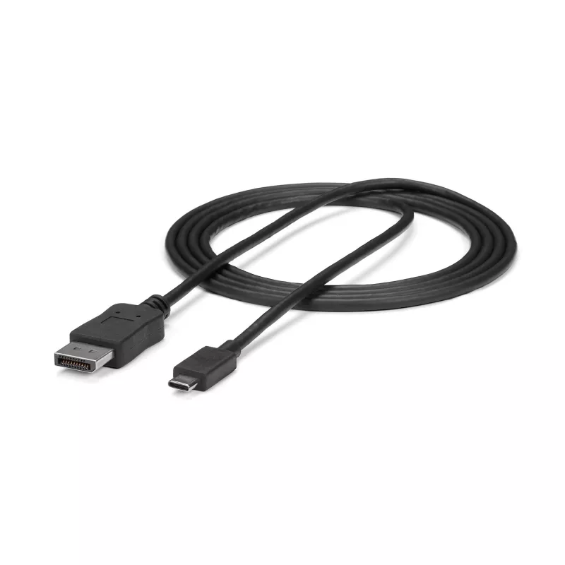 StarTech.com 1,8 m USB-C-auf-DisplayPort-1.2-Kabel 4K 60 Hz – USB-C-auf-DisplayPort-Adapterkabel HBR2 – USB-Typ-C-DP-Alt-Mode-auf-DP-Monitor-Videokabel – funktioniert mit Thunderbolt 3 – Schwarz