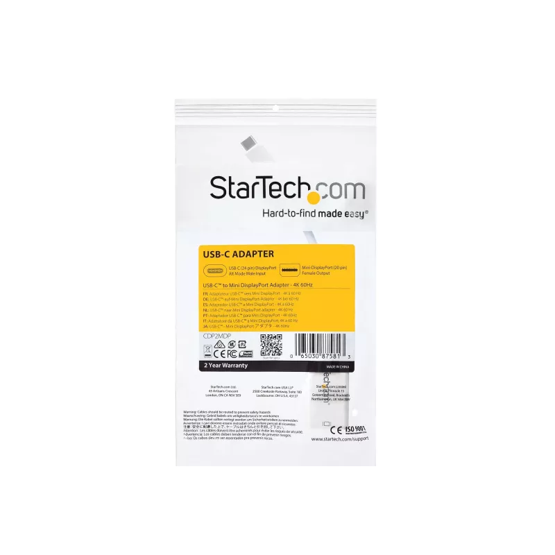 StarTech.com USB-C auf Mini DisplayPort Adapter – 4K 60 Hz – Weiß – USB 3.1 Type-C auf Mini DP Adapter – Aktualisierte Version ist CDP2MDPEC