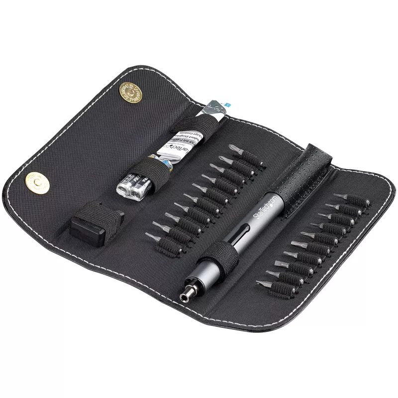 StarTech.com 20-Bit Elektrischer Präzisions-Schraubendreher-Set - Tragbarer/Mini-akku-betriebener Bit-Treiber-Kit für Reparaturen an Elektronik, Laptops, Computern, Tablets & Telefonen - Magnetisch - Kabellos