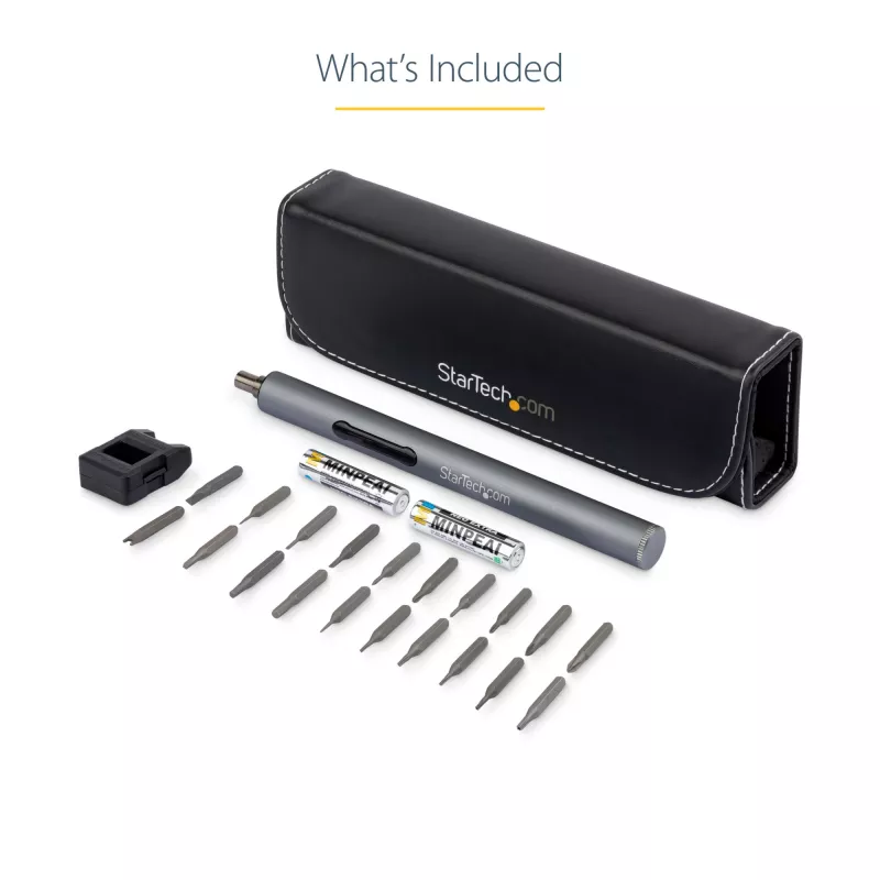 StarTech.com 20-Bit Elektrischer Präzisions-Schraubendreher-Set - Tragbarer/Mini-akku-betriebener Bit-Treiber-Kit für Reparaturen an Elektronik, Laptops, Computern, Tablets & Telefonen - Magnetisch - Kabellos