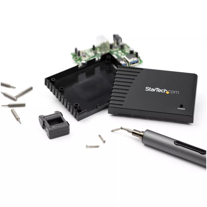 StarTech.com 55-Bit elektrischer Präzisionsschraubendreher-Satz – Tragbares kabelloses batteriebetriebenes Bit-Schraubendreher-Set für Elektronik-, Laptop-, Computer-, Tablet- und Telefonreparaturen – Magnetische Arbeitsunterlage