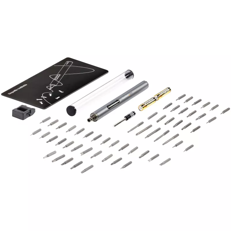 StarTech.com 55-Bit elektrischer Präzisionsschraubendreher-Satz – Tragbares kabelloses batteriebetriebenes Bit-Schraubendreher-Set für Elektronik-, Laptop-, Computer-, Tablet- und Telefonreparaturen – Magnetische Arbeitsunterlage