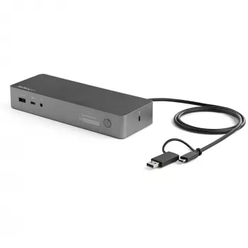 StarTech.com Universelle Laptop-Dockingstation, Hybrid-USB-C- & USB-A-Dock, Dual 4K DP & HDMI, 100W PD, Mac / Windows / Chrome OS, 4x USB 5Gbps Hub, GbE
