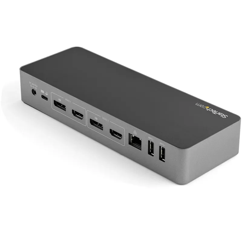StarTech.com Universelle Laptop-Dockingstation, Hybrid-USB-C- & USB-A-Dock, Dual 4K DP & HDMI, 100W PD, Mac / Windows / Chrome OS, 4x USB 5Gbps Hub, GbE