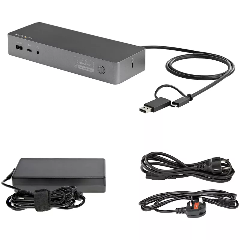 StarTech.com Universelle Laptop-Dockingstation, Hybrid-USB-C- & USB-A-Dock, Dual 4K DP & HDMI, 100W PD, Mac / Windows / Chrome OS, 4x USB 5Gbps Hub, GbE