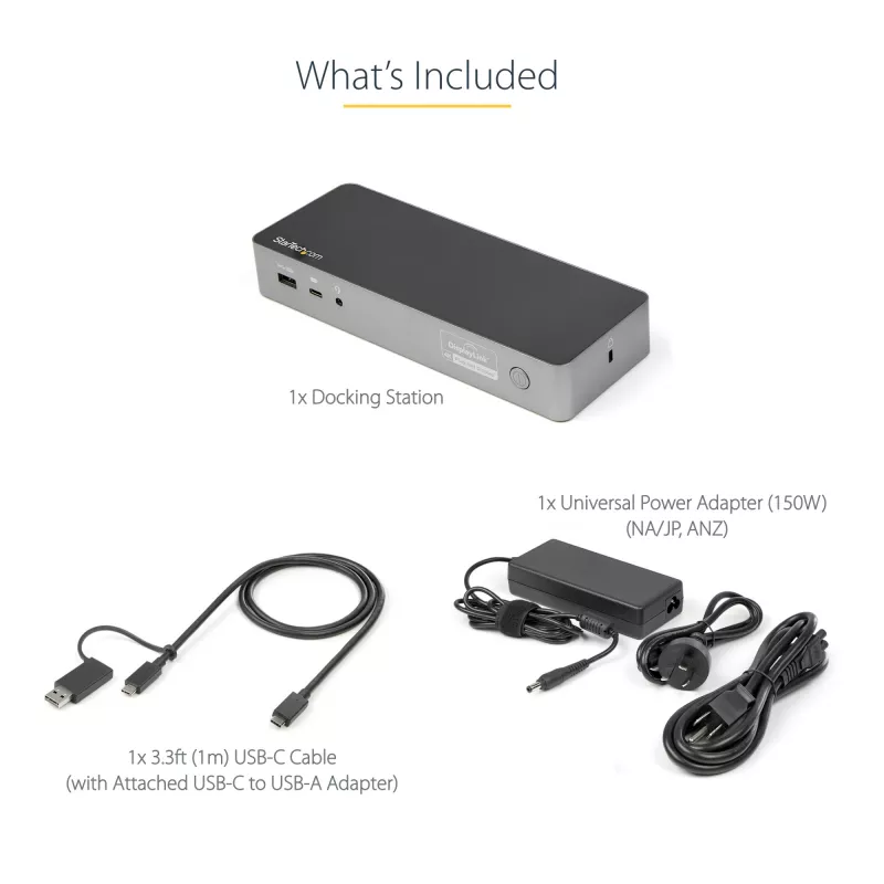 StarTech.com Universelle Laptop-Dockingstation, Hybrid-USB-C- & USB-A-Dock, Dual 4K DP & HDMI, 100W PD, Mac / Windows / Chrome OS, 4x USB 5Gbps Hub, GbE