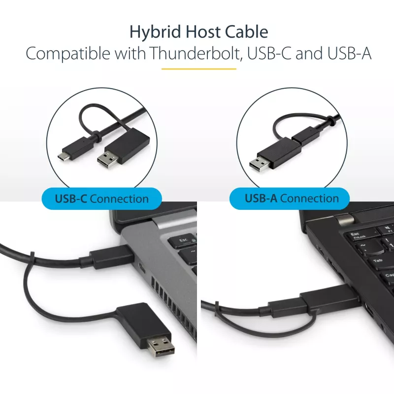 StarTech.com Universelle Laptop-Dockingstation, Hybrid-USB-C- & USB-A-Dock, Dual 4K DP & HDMI, 100W PD, Mac / Windows / Chrome OS, 4x USB 5Gbps Hub, GbE