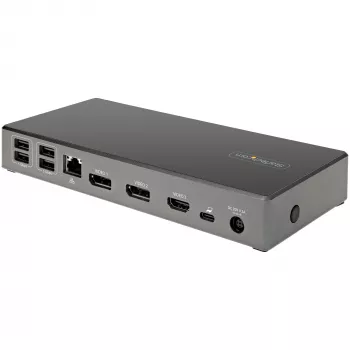 StarTech.com USB C Dock - Triple 4K Monitor USB Type-C Docking Station - 100W Power Delivery - DP 1.4 Alt Mode & DSC, 2x DisplayPort 1.4/HDMI 2.0 - 6xUSB (2x 10Gbps) - Windows/Chrome